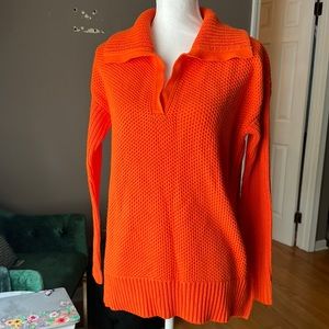 Lauren ralph lauren women orange v collar chunky knit sweater top small